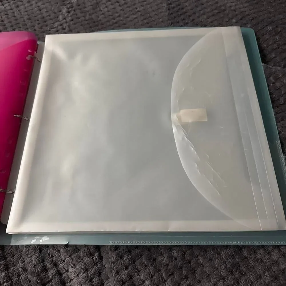 Clear plastic binder with 3 ring binder with inserts for scrapbooking